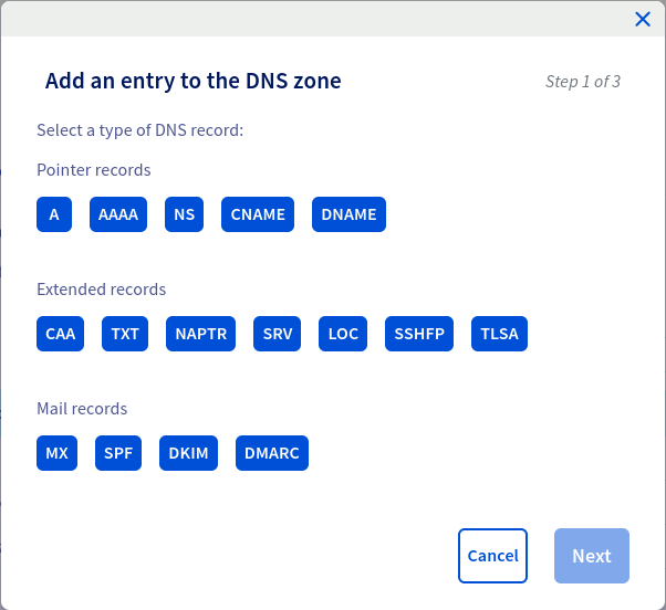 Enregistrements DNS proposés par la console d’OVH